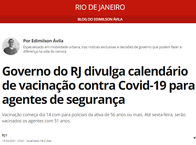 Governo do RJ divulga calendário de vacinação contra Covid-19 para agentes de segurança – Rede Globo (RJ1)