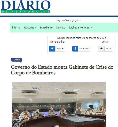 Governo do Estado monta Gabinete de Crise do Corpo de Bombeiros – Diário de Petrópolis
