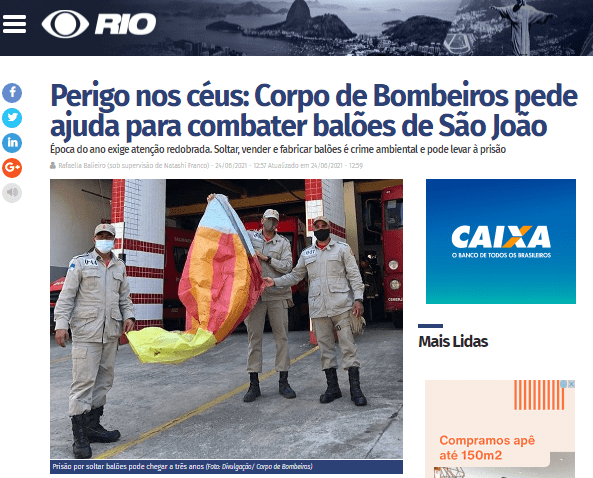 Perigo nos céus: Corpo de Bombeiros pede ajuda para combater balões de São João – TV Band (Rio)