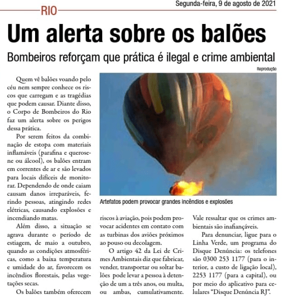 Um alerta sobre balões – Bombeiros reforçam que a prática é ilegal – Correio da Manhã