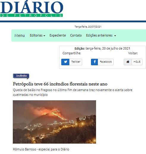 Petrópolis teve 66 incêndios florestais neste ano – Diário de Petrópolis
