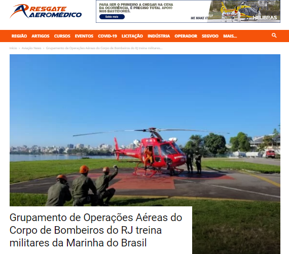 Grupamento de operação aérea do Corpo de Bombeiros RJ treina militares da Marinha do Brasil – Resgate Aeromédico