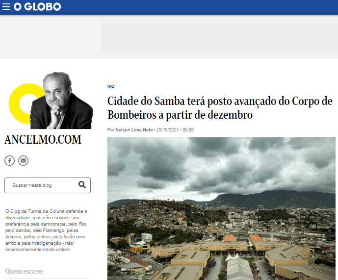 Cidade do Samba terá posto do Corpo de Bombeiros a partir de dezembro – Ancelmo.com
