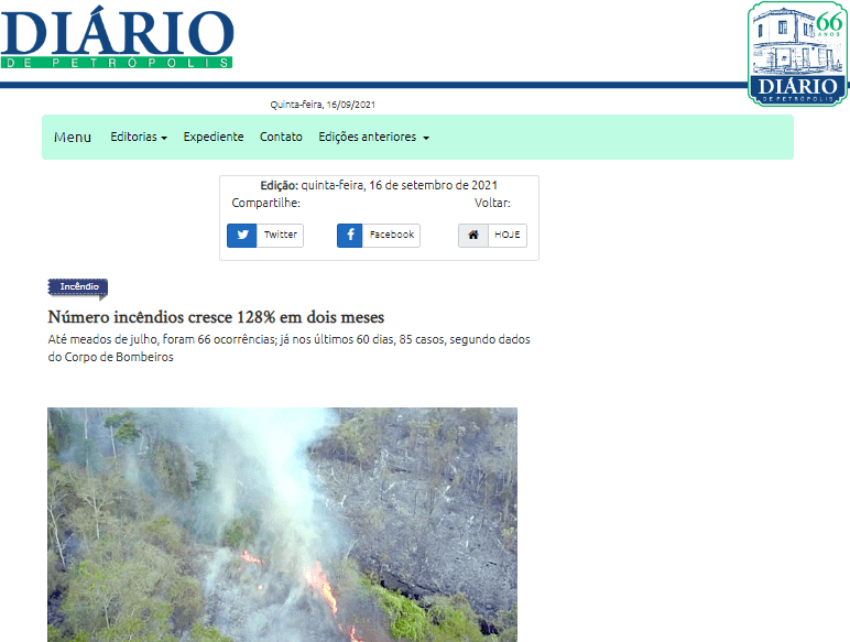 Número incêndios cresce 128% em dois meses – Diário de Petrópolis