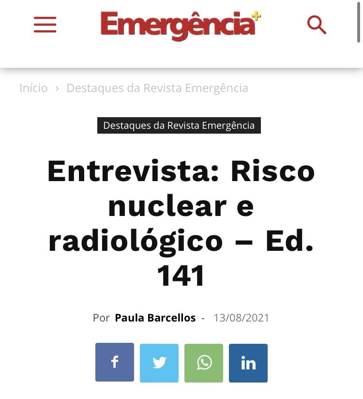 Entrevista: Risco nuclear e radiológico – Revista Emergência