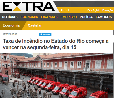 Taxa de Incêndio no Estado do Rio começa a vencer na segunda-feira, dia 15 – Extra