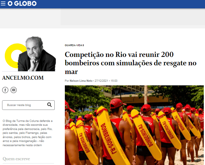 Competição no Rio vai reunir 200 bombeiros com simulações de resgate no mar – Ancelmo.Com