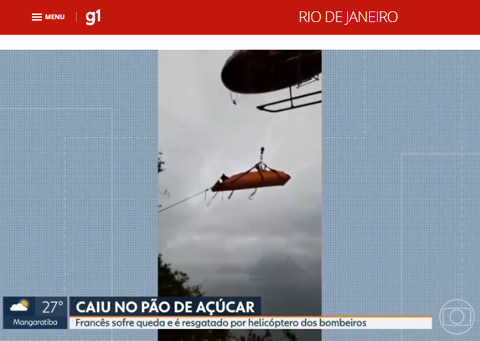 Bombeiros RJ resgatam turista no Pão de Açúcar – RJ 1 (TV Globo)
